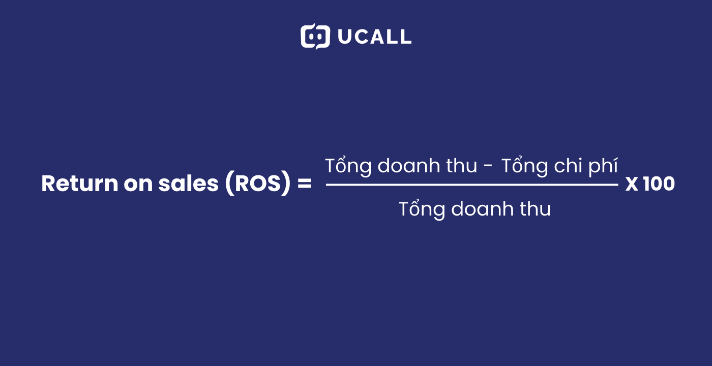 ROS= ((tổng doanh thu-tổng chi phí)/tổng doanh thu)*100