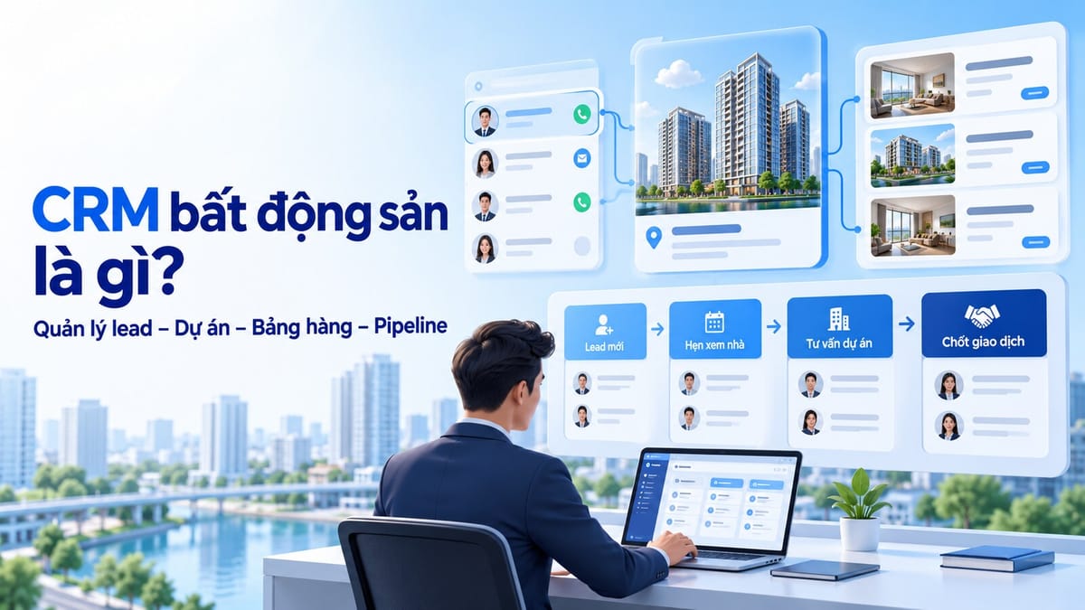 CRM bất động sản quản lý lead, dự án, bảng hàng và pipeline bán hàng