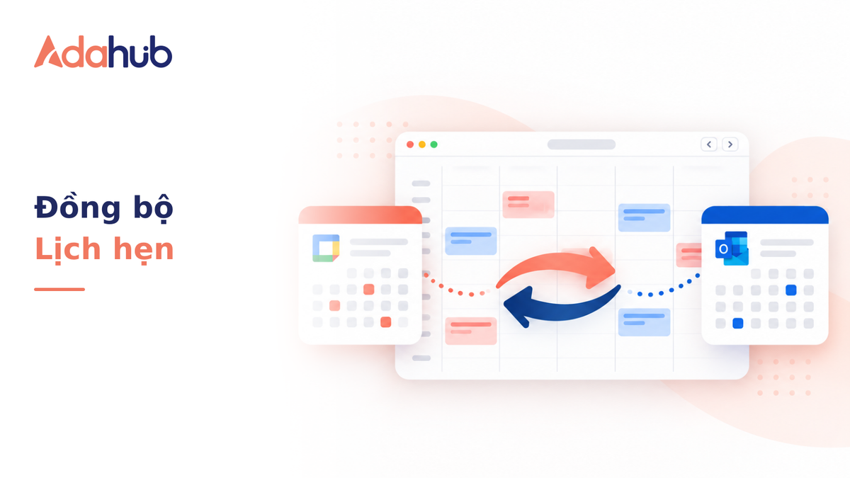 Tích hợp 2 chiều Google Calendar & Microsoft Outlook: Quản lý lịch hẹn tư vấn và tự động kích hoạt thông báo nhắc hẹn - Nhận diện thương hiệu Adahub