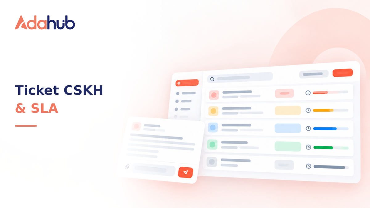 Hệ thống Ticket CSKH đa kênh: Hướng dẫn thiết lập quy trình tiếp nhận, phân luồng hỗ trợ và quản trị cam kết dịch vụ (SLA) - Nhận diện thương hiệu Adahub