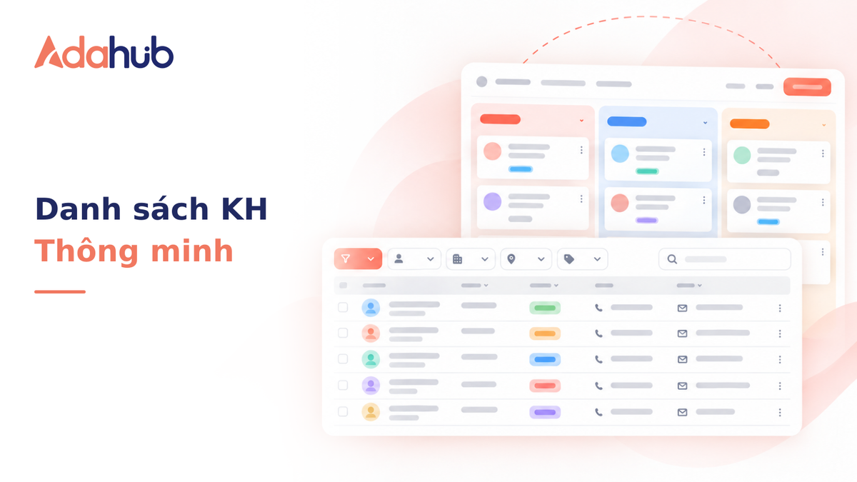 Quản lý danh sách khách hàng thông minh: Hướng dẫn sử dụng Smart Filter, tùy biến chế độ xem (Views) và giao diện Kanban - Nhận diện thương hiệu Adahub