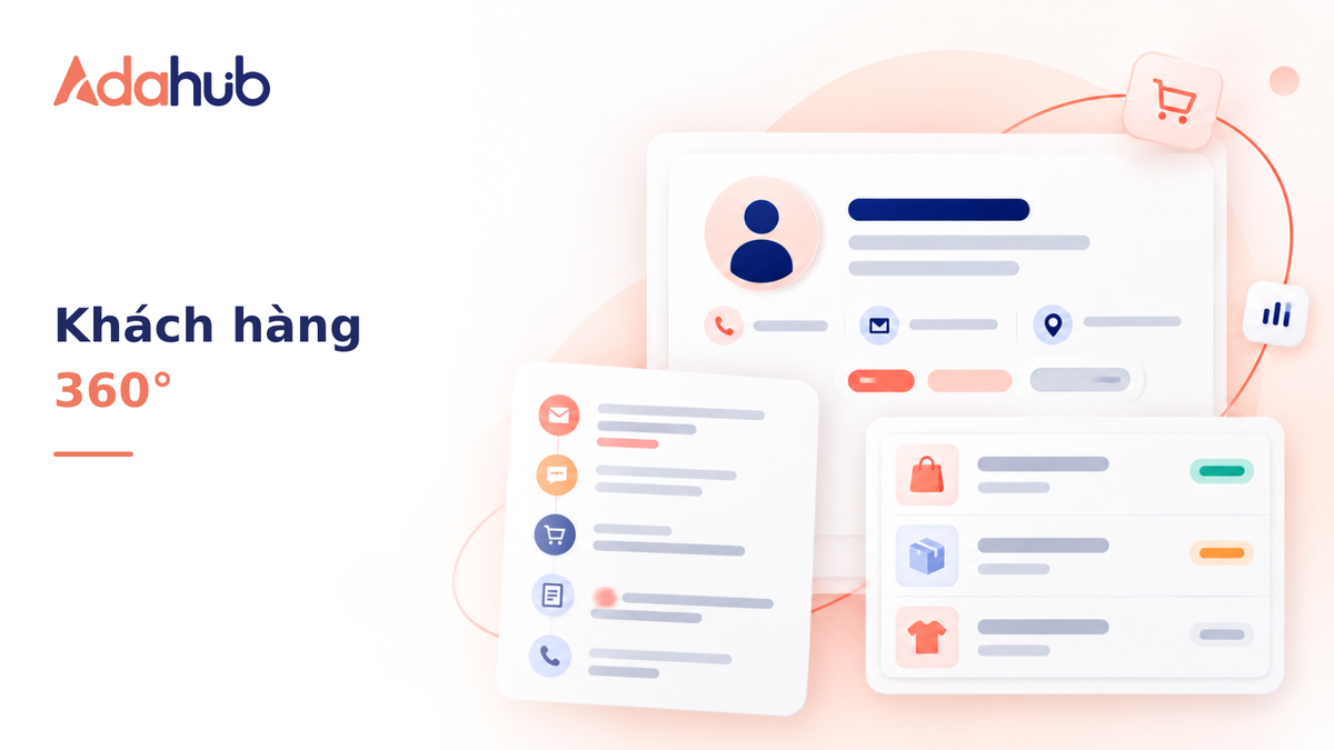 Quản lý khách hàng 360 độ (Contact Detail View): Quản trị toàn diện lịch sử tương tác, file ghi âm và đơn hàng - Nhận diện thương hiệu Adahub