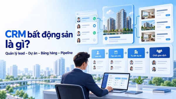 CRM bất động sản quản lý lead, dự án, bảng hàng và pipeline bán hàng