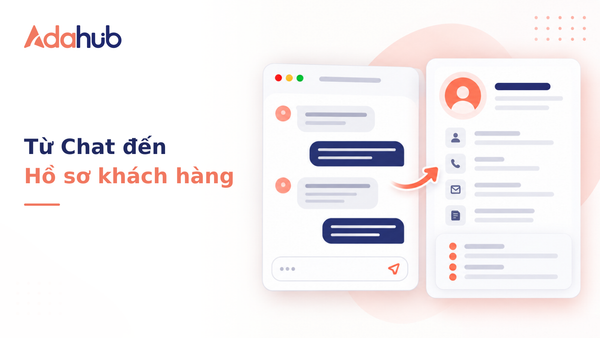 Tự động tạo mới và gắn liên kết hồ sơ khách hàng (Contact) trực tiếp từ khung chat đa kênh Adahub - Nhận diện thương hiệu Adahub